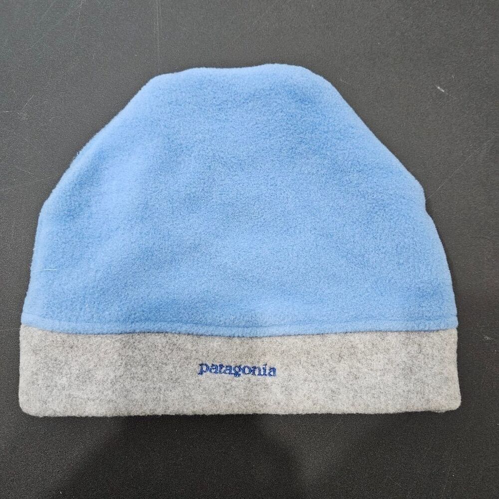 Patagonia Synchilla Fleece Beanie Hat Blue Gray Size L Made in USA Vintage